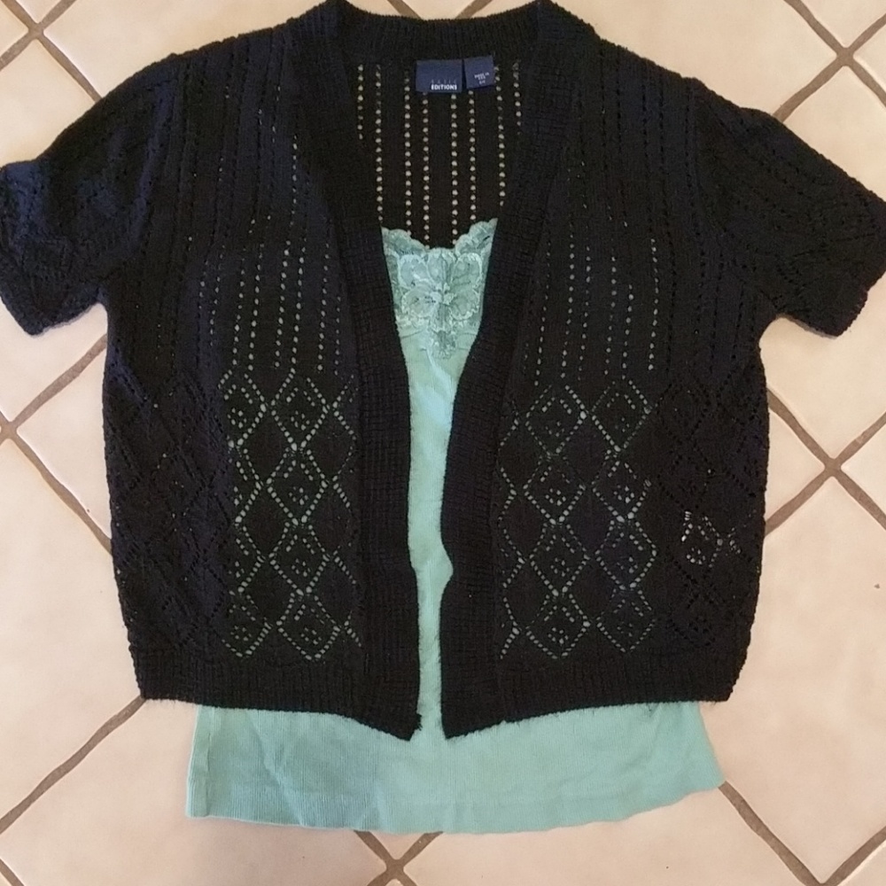 2/$15 Basic Editions Black Lace Cartigan